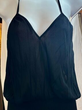 Herve Leger Black V-Neck Spaghetti Strap Slip Top